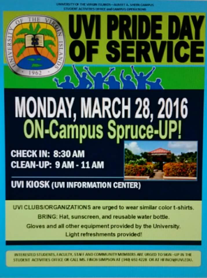 Celebrate UVI Pride by volunteering to help clean up the campus