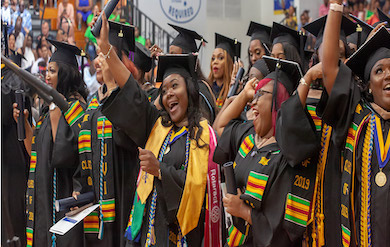 Graduates of the University of the Virgin Islands Exhibit their Hard Work on Graduation Day.