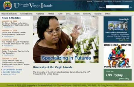 UVI website with Microsoft SharePoint content management system