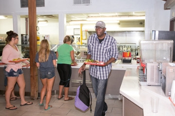 Dr. Hall in the Dining Pavilion 