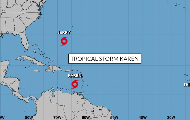 Track of Tropical Storm Karen