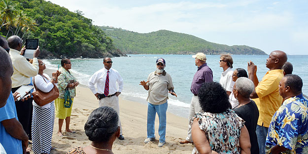 Photo of family donation to UVI at Hendricks Beach