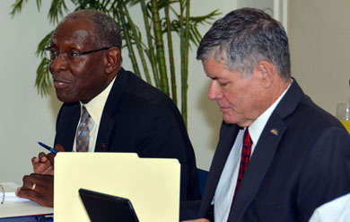 UVI President David Hall and Board Chairman Henry Smock