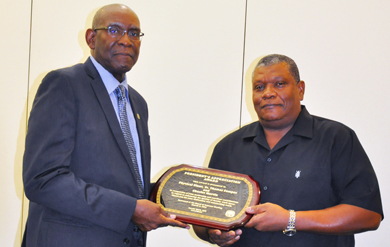 UVI Director of Physical Plant Charles Martin and the Physical Plant Staff received the Presidents Appreciation award for the renovation of the Social Sciences Building. 