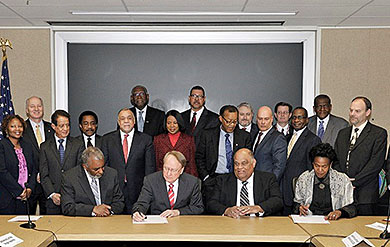 UVI President Dr. David Hall represented the University at a signing ceremony at the U.S. Department of Energy, and at the inaugural program sponsored at the White House in January.