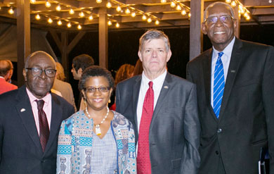 UVI Research and Technology Park Board of Directors Chairman Edward Thomas, RTPark Executive Director Gillian Marcelle, UVI Board of Trustees Chairman Henry Smock and UVI President David Hall at the RTPark Stakeholder Reception on the St. Thomas Campus. 