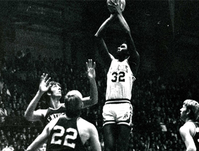 President Hall at the height of his Jump Shot at Kansas State University