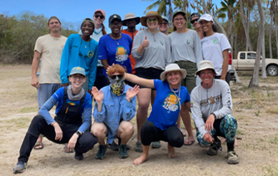 Volunteers at mangrove cleanup