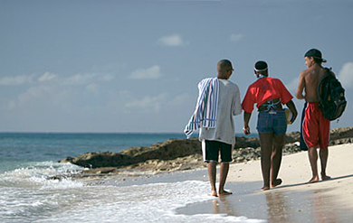 Students Take a Walk on the Beach after Class Studies.